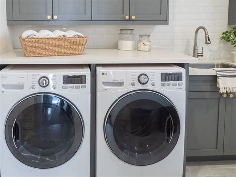 Deep Gray Laundry Room Shaker Cabinets — Tara Nelson Designs