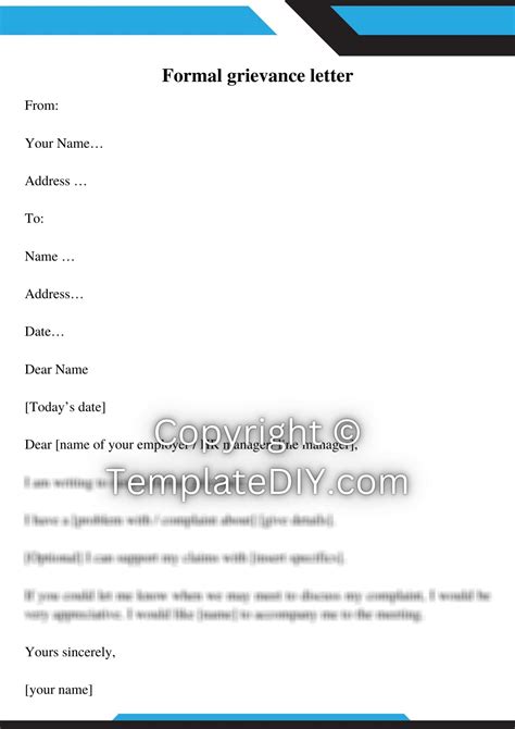 Formal Grievance Letter Sample with Examples [Word] 