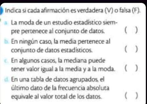 SOLVED indica si cada afirmación es verdadera V o falsa F ayuda