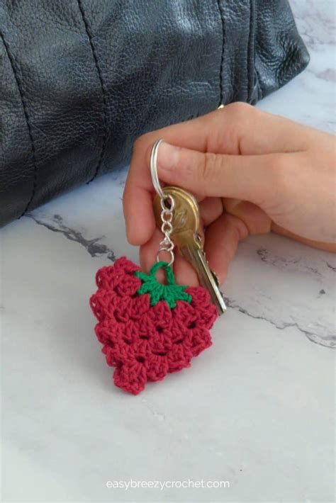 Easy Crochet Strawberry Keychain Pattern Easy Breezy Crochet