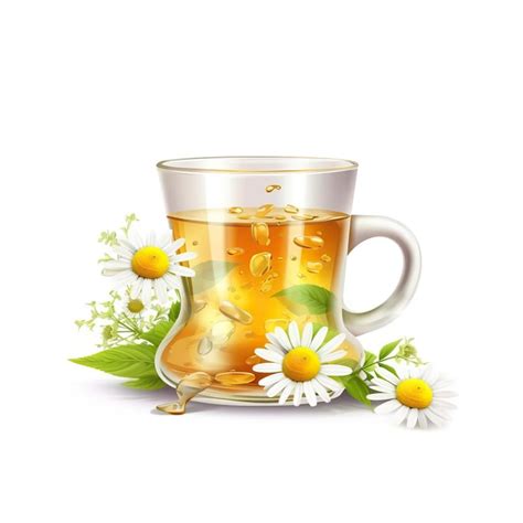 Premium Vector Realistic Vector Chamomile Tea On White Background