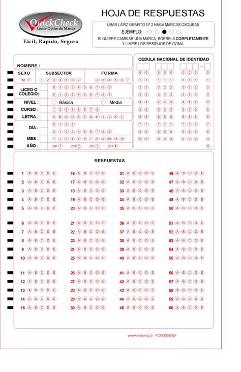 Formulario Hojas De Respuestas Imax Ingeniería