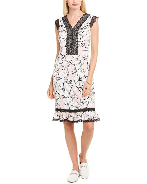 Karl Lagerfeld Lace Trim Sheath Dress In Pink Lyst