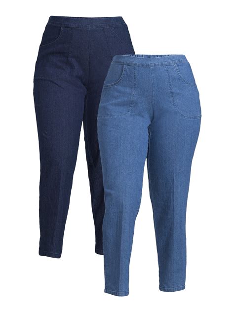 Just My Size Women S Plus Size 2 Pocket Pull On Pants 2 Pack Walmart