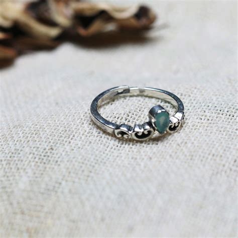 Giva 925 Oxidised Silver Sea Green Adjustable Ring For Women And Girls