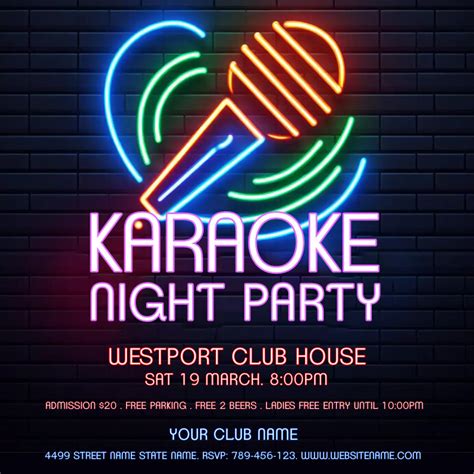 Neon Karaoke Night Ad Flyer Template Postermywall