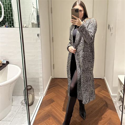 Zara Wool Coat Black Grey White Depop
