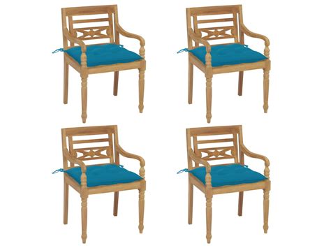 Chaises Batavia Avec Coussins Pcs Bois De Teck Solide