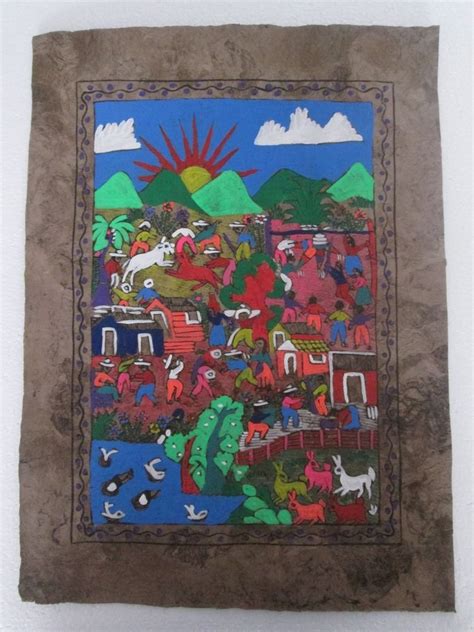 Amate Bark Painting Mexican Hanging Home Decor Folk Art 11 X 15