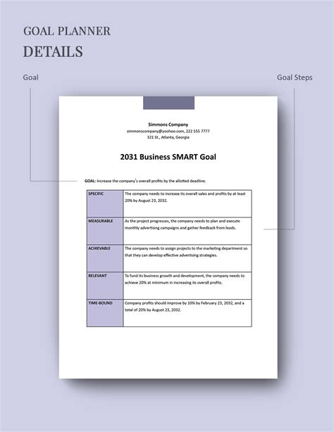 Smart Business Goals Template in PDF, Word, PowerPoint, Excel, Google ...