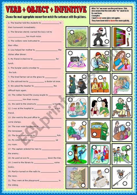 Verb Object Infinitive Part 1 KEY ESL Worksheet By Ayrin