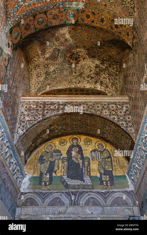 Wall Decorations Onside Of The Byzantine Cathedral Of Hagia Sophia In