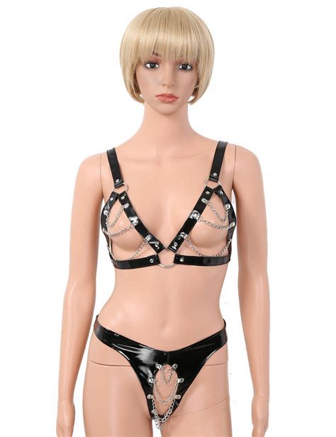 Women Adjustable Leather Harness Bra Body Chest Cage Belt Strap Lingerie Punk EBay