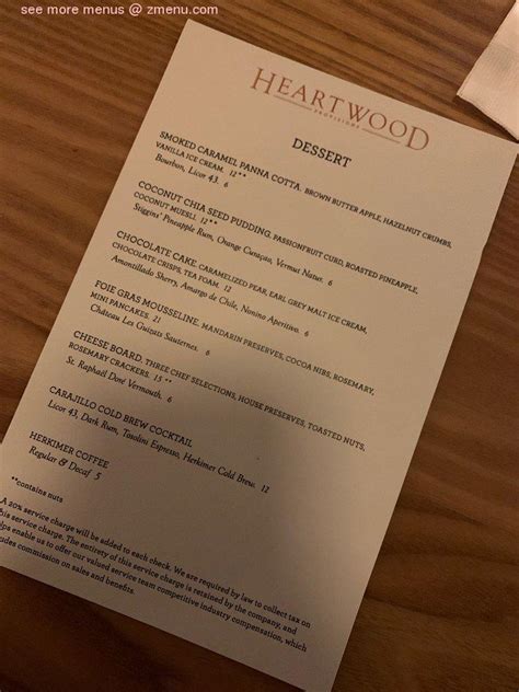 Online Menu Of Heartwood Provisions Restaurant Seattle Washington 98101 Zmenu