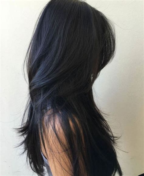 Long Black Layered Hairstyle Long Hair Styles Long Layered Hair Straight Layered Hair