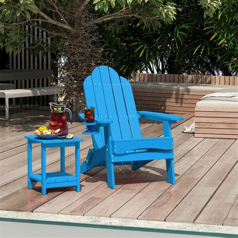 Lue Bona Folding Plastic Outdoor Patio Adirondack Chairs With Cup