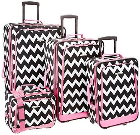 Rockland 4 Piece Luggage Set Pink Chevron One Size This Is An Amazon