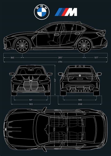 Bmw M3 2020 Car Blueprint 38466753 Vector Art At Vecteezy