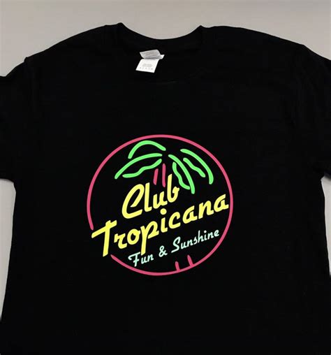 Club Tropicana T Shirt Black With Neon Fluorescent Etsy Uk