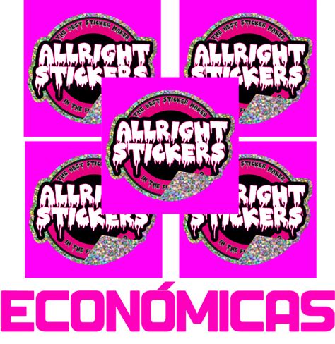 Pegatinas Semi Troqueladas Vinilo Economico Glitter Allright Stickers