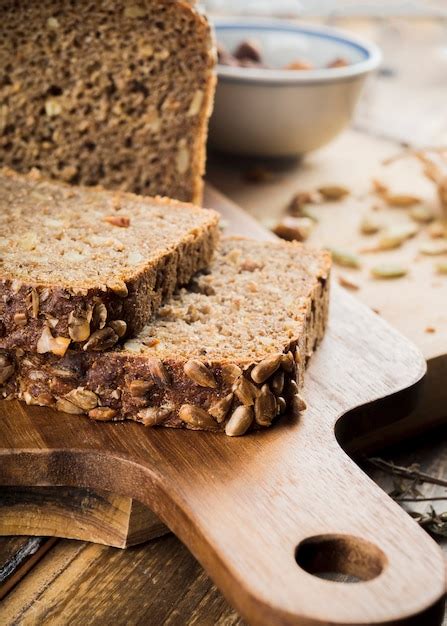 Free Photo Homemade Sunflower Seed Bread On Chopping Board