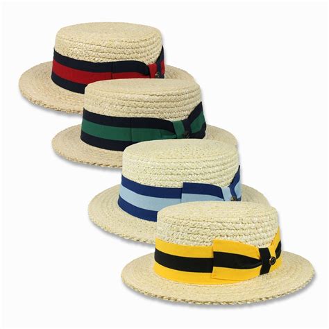 Mens Straw Boater Hat Skimmer Barbershop Sailor Size S M L Xl