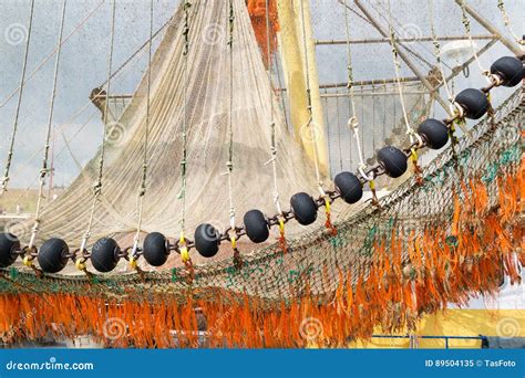 Fishing Nets on Commercial Trawler in Texel Harbour, Netherlands Stock ...