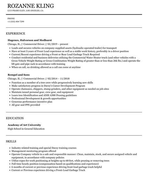 Commercial Driver Resume Samples Velvet Jobs