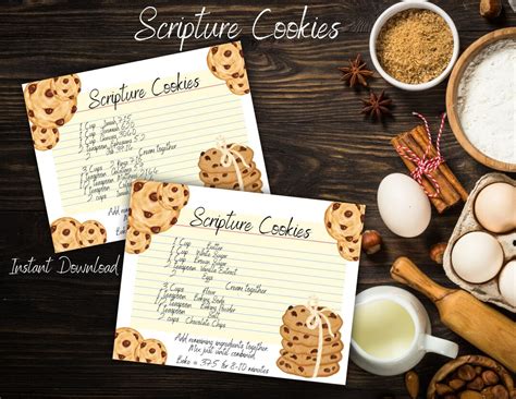 Scripture Cookies Recipe Instant Digital Download Printable Bible