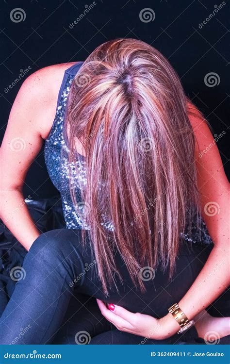 Mature Model Lady Displays Her Long Blonde Hair Stock Image Image Of Blonde Cream 362409411