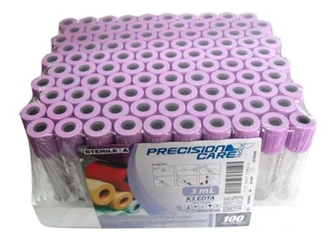 Tubos Para Muestra De Sangre Tapa Lila 3ml X 100 Unidades