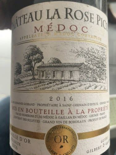 2016 Uni Medoc Château La Rose Picot Médoc Vivino