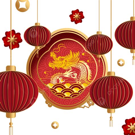 Dragon Year Chinese New Year 2024 Red Border Year Of The Dragon Lunar New Year Chinese Zodiac