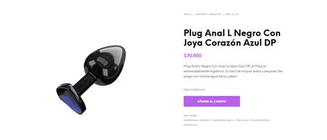 Plug Anal L Negro Con Joya Corazón Azul DP DIVINO PLACER