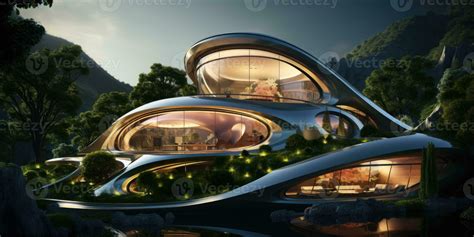 Futuristic eco building design, city the future. Generative AI 30329048 ...