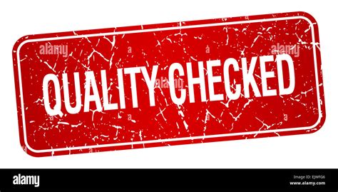 Quality Checked Red Square Grunge Textured Isolated Stamp Stock Photo