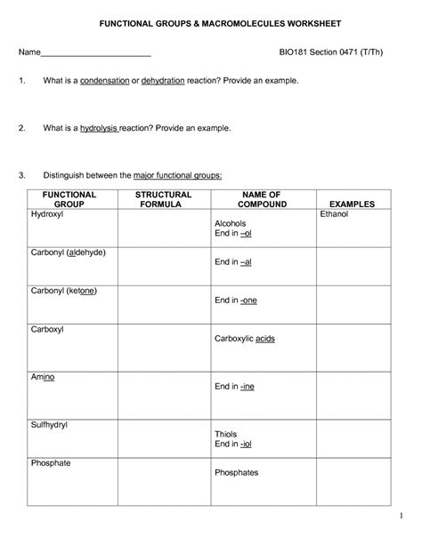 Functional Group Practice Worksheet Ame My Id