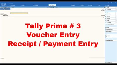 Tally Prime 3 Voucher Entry In Tally Receipt Payment Entry In Tally Prime Youtube