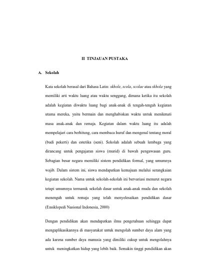 II TINJAUAN PUSTAKA Kata Sekolah Berasal Dari Bahasa Latin Skhole