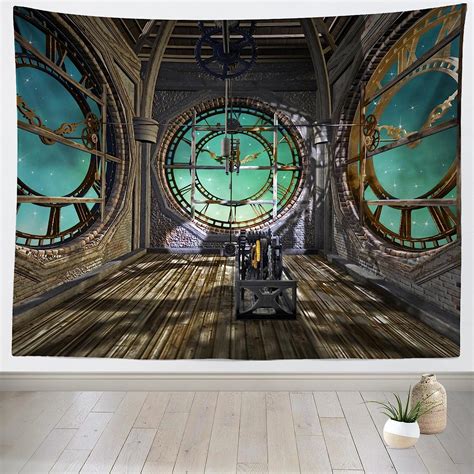 Corfoto Retro Steampunk Tapestry Wall Hanging Fabric 92x70 Inch Vintage