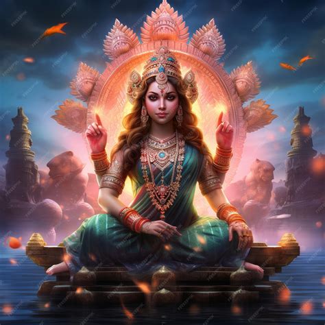 Premium Ai Image Illustration Of Hindu Goddess Lakshmigoddess Of