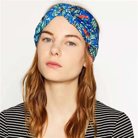 New Fashion Women Wide Turban Headband Multicolored Flower Cross Elastic Headbands for Women ...