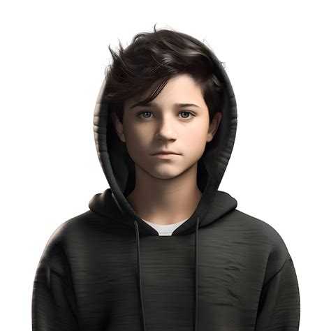 Renderização 3d de um adolescente capuz isolado em fundo branco