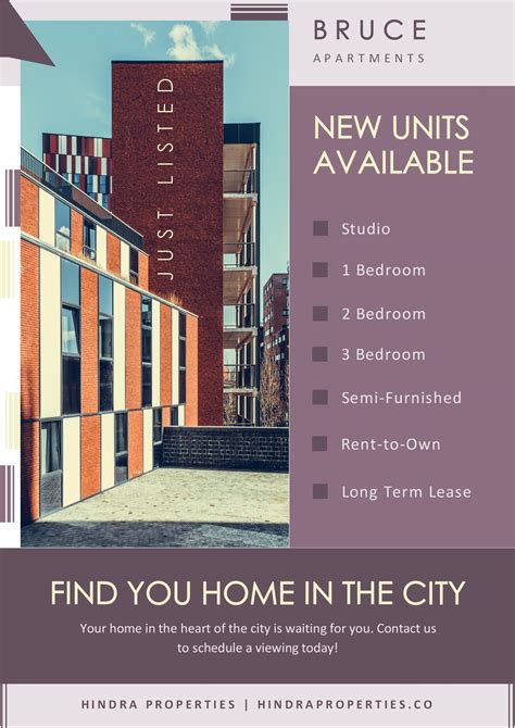 Word Of Deep Pink Color Apartment Real Estate Flyer Docx Wps Free