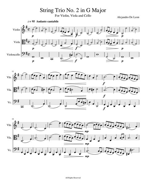 String Trio No 2 In G Major Sheet Music For Violin Viola Cello