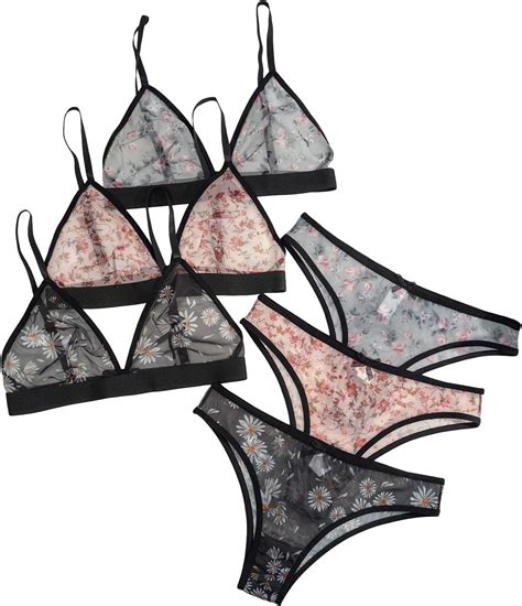 Women S Pack Floral Print Mesh Lingerie Set Nepal Ubuy