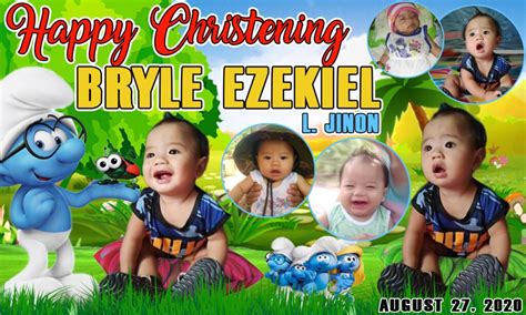 The Smurf Theme Christening Tarpaulin Design