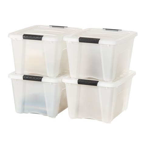 Iris Usa 32 Quart Stackable Plastic Storage Bins With Lids And Latching