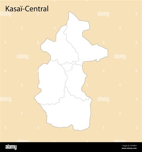 High Quality Map Of Kasai Central Is A Region Of Dr Congo With Borders Of The Districts Stock