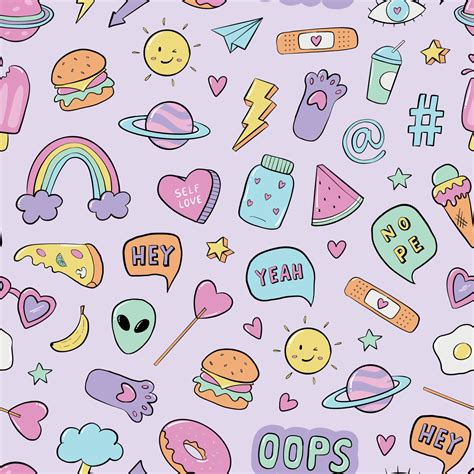 seamless pattern with funky doodles for wallpaper, textile prints, scrapbooking, stationary ...